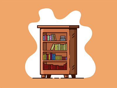 Bookcase book bookcase booking flat illustration illustration art illustrator minimal vector