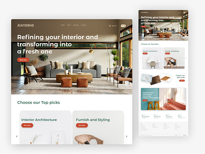 Anterio - Interior Design Landing Page design furniture interior design landing page ui