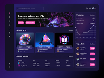 NFT website dashboard