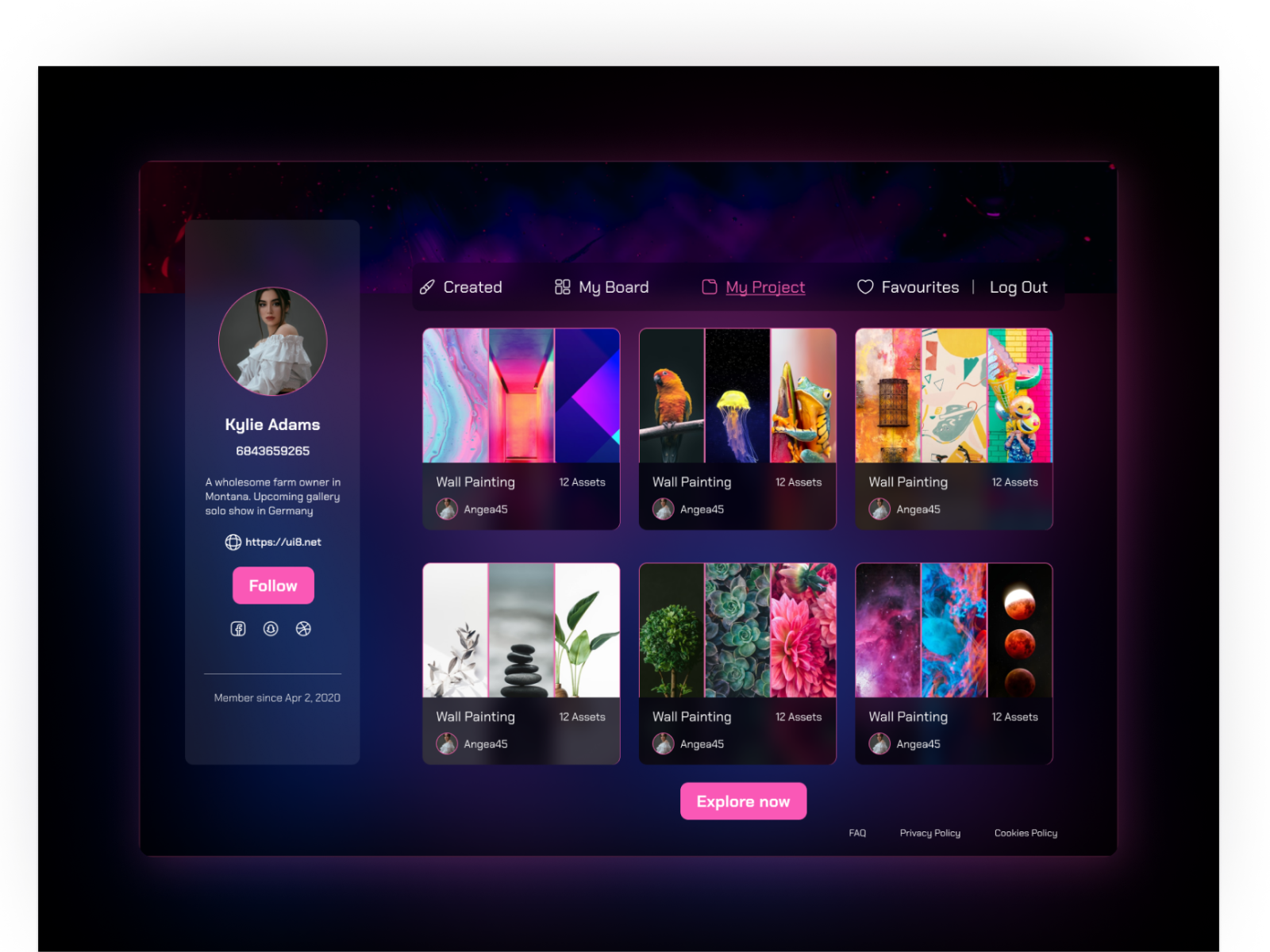 NFT Artist Profile by Sumaiya Mostafa on Dribbble