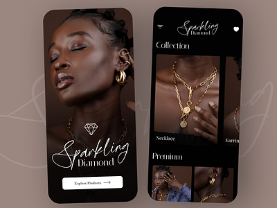 Jewellery App Design- Sparkling Diamond app appearls clothing creative design dribbble2022 e commerce fashion jewellery mobile app online store shop shopping app