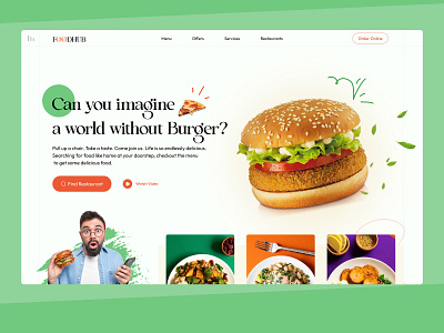 Food Hub - Food ordering website burger creative dribbble2023 fast food food home page minimal online sho restaurant sajon ui userinterface ux