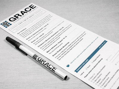 Printed Bulletin w/ Pen bulletin church cross god grace logo pen rebranding