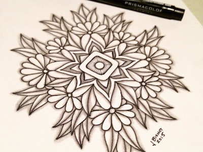 Flower Emblem Sketch drawing emblem flower geometric hand drawn sketch tattoo