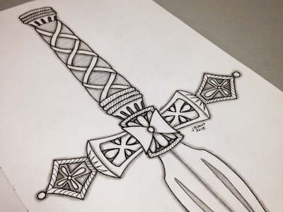 Sword Hilt Concept concept drawing hilt ink ornate pen sketch sword tattoo