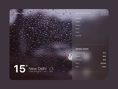 Weather App Concept clean dark dark ui frosted glass glass effect uidesign weather weather app weather forecast web design