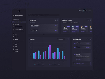 HR Dashboard Concept analytics clean company dashboard dark dark ui dashboard design hr hr dashboard uidesign web dashboard webdesign