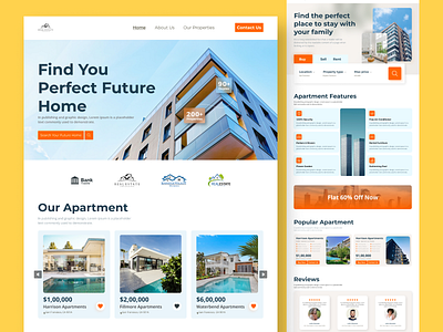 Real Estate Website UI Design apartement architecture building hero image home page house landing page properties property real estate agency real estate website real estate website ui design realestate residence ui uiux ux web design website design