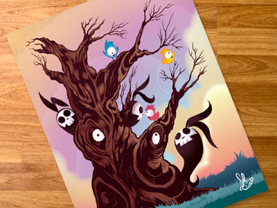 The Meeting Place (Finished) birds cartoon character design ghosts illustration vector