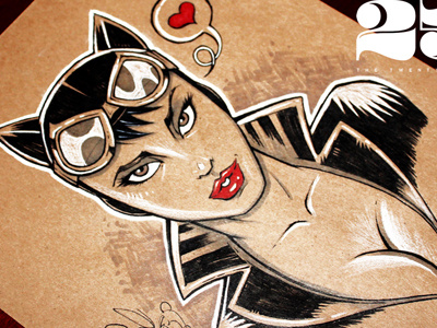 Catwoman - The 25 batman catwoman drawing illustration original art pen and ink villain