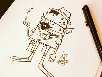 Inktober - Hipster Monster character design hipster inktober monster pen and ink
