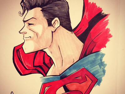 DCember 2013 - Superman drawing man of steel pen and ink prismacolor superhero superman