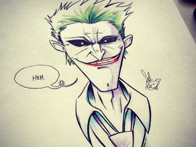 DCember 2013 - The Joker color pencils pen and ink sketch the joker