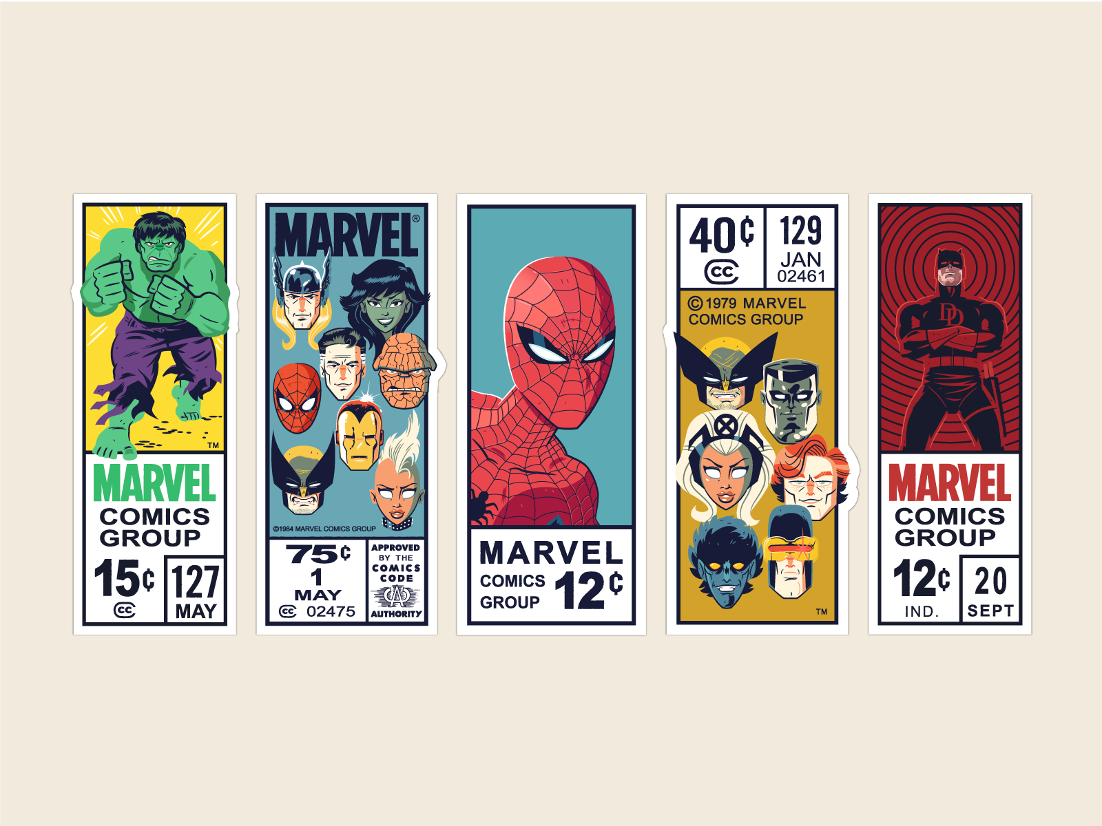 Marvel Corner Box Art avengers character design daredevil digital art hulk illustration marvel vector x-men