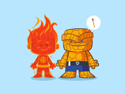 Lil Human Torch & The Thing - Lil BFFs series 2 fantastic four human torch illustration lil bffs marvel the thing