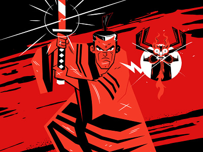 Samurai Black + Red cartoon cartoon network character design design ill illustration japan samurai jack sumi vector