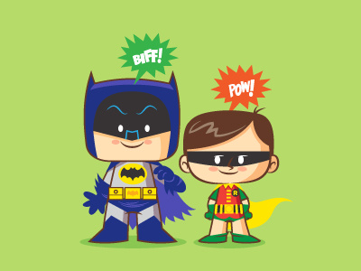 Lil BFFs - 66' Batman And Robin batman character design dc comics illustration robin vector