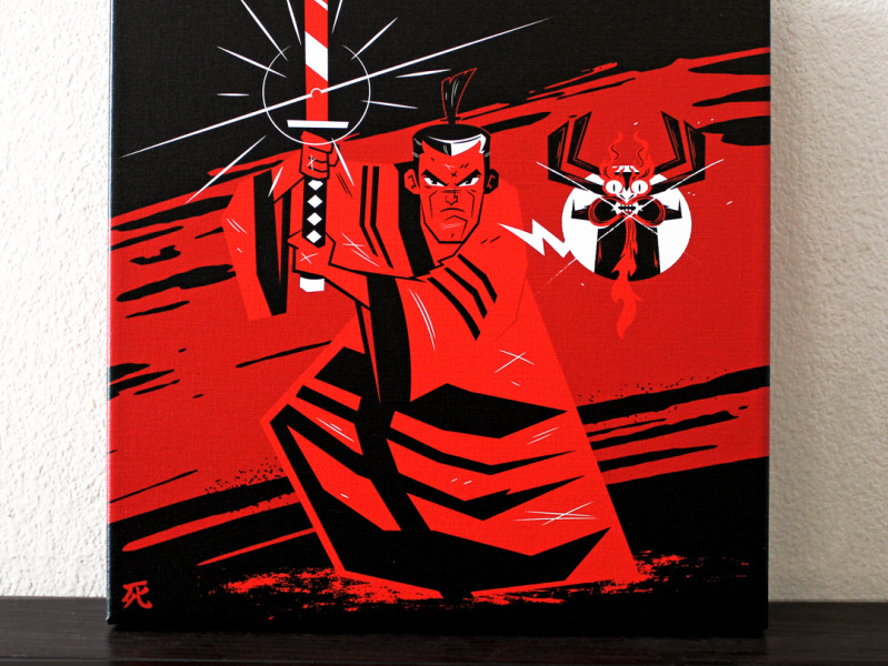 Samurai Black + Red (Hero Complex Gallery) adult swim cartoon cartoon network character design classic cartoon design drawing graphic design illustration japanese kanji samurai samurai jack vector