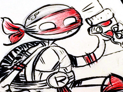 Rapahel #ArtDropDay art drop day character design ninja turtle pen and ink sketch tmnt