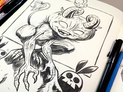 Inktober Day 1 character design illustration inktober monster pen and ink