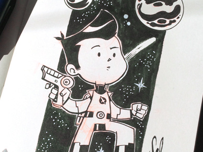 Inktober Day 3 character design illustration inktober pen and ink spaceboy