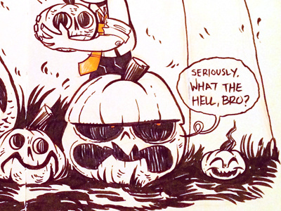 Inktober Day 13 character design halloween inktober jack o lantern pen and ink