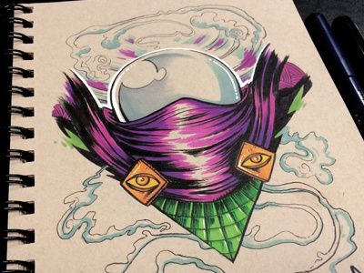 Spidey Villains - Mysterio illustration marvel mysterio pen and ink prismacolor sinister six sketch spiderman