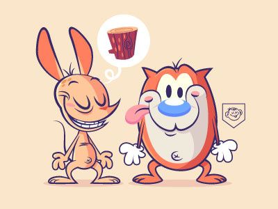 Lil BFFs - Ren and Stimpy cartoon character design digital art illustration ren and stimpy vector