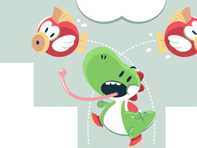 Yoshi & Cheep Cheep character design gallery 1988 illustration super mario