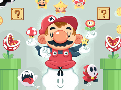 The One-UP character design gallery 1988 illustration super mario