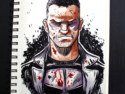 The Punisher daredevil marvel pen and ink punisher sketch
