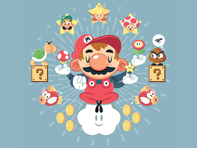 The One-UP t-shirt character design gallery 1988 illustration nintendo super mario teefury