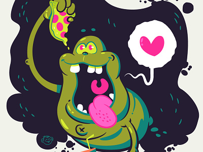 Slimer character design ghostbusters illustration slimer