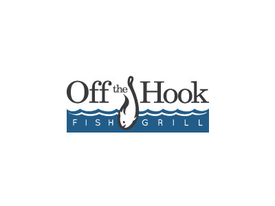 Off The Hook logo branding fish grill hook identity logo mark
