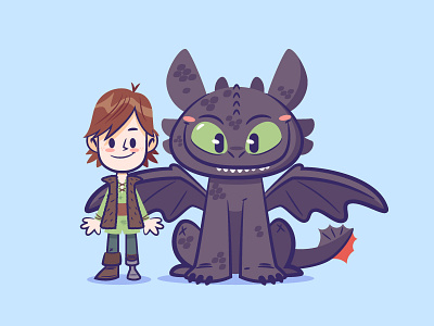 Lil BFFs : Hiccup and Toothless character design dreamworks illustration lil bffs