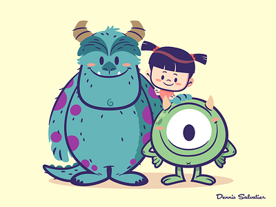 Lil BFFs: Sully, Mike and Boo character design disney monsters inc pixar