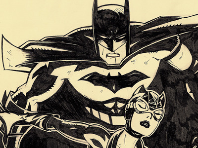 Bat & Cat batman catwoman moleskine sketch