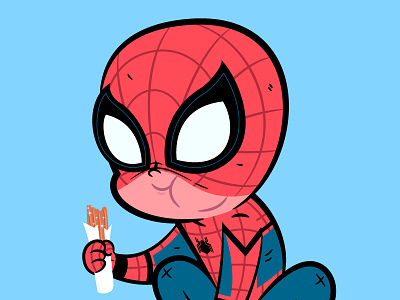 Spidey Churro Break character design churro illustration marvel spiderman