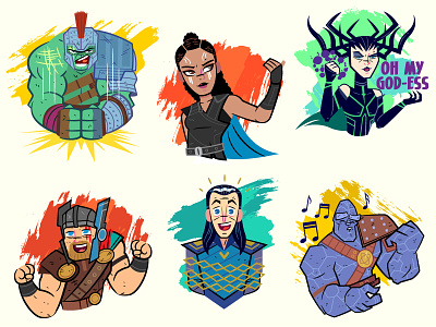 Thor Ragnarok (Facebook Stickers) character design disney illustration marvel thor ragnarok