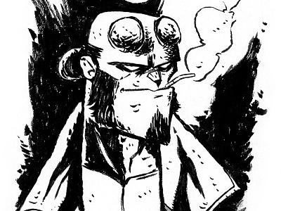 Hellboy (inktober) drawing hellboy ink inktober