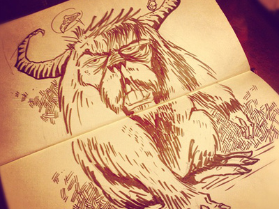 Lummox Hungry! sketch cartoon ink brush moleskine monster sketch