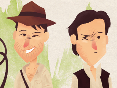 Indy & Han Solo WIP cartoon han solo illustration indiana jones sketch vector