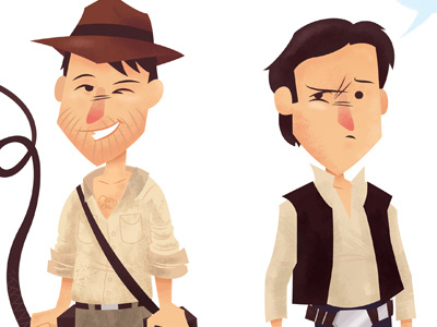 Indy and Han - Perfect Strangers cartoon han solo illustration indiana jones vector