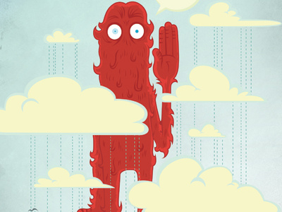 Hello, Up There! graphic illustration monster vector