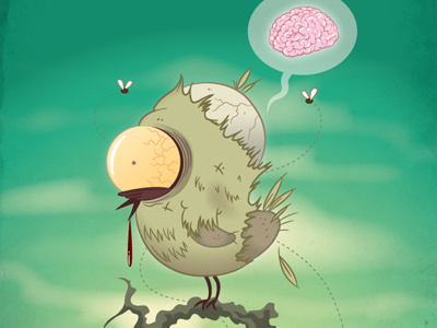 The Flying Dead bird cyclopee illustration vectore zombie
