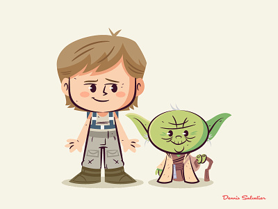 Lil BFFs: Luke and Yoda character design illustration lil bffs luke skywalker star wars yoda