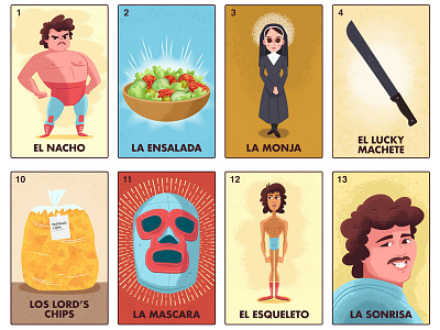 Nacho Daddy's Lotería character design digital paint illustration latin america nacho libre