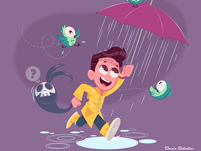 Pluviophile character design illustration vector