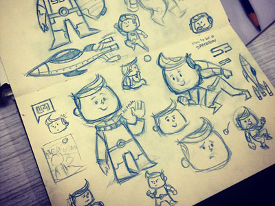 Character Design Sketches -- Spaceboy cartoon character design illustration moleskine sketch