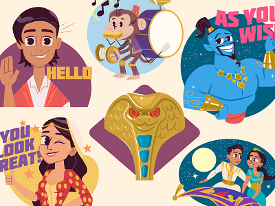 Aladdin iOS Digital Stickers aladdin character design digital stickers disney illustration vector